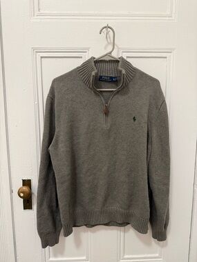 Polo by Ralph Lauren Gray Quarter-Zip Knit Sweater
